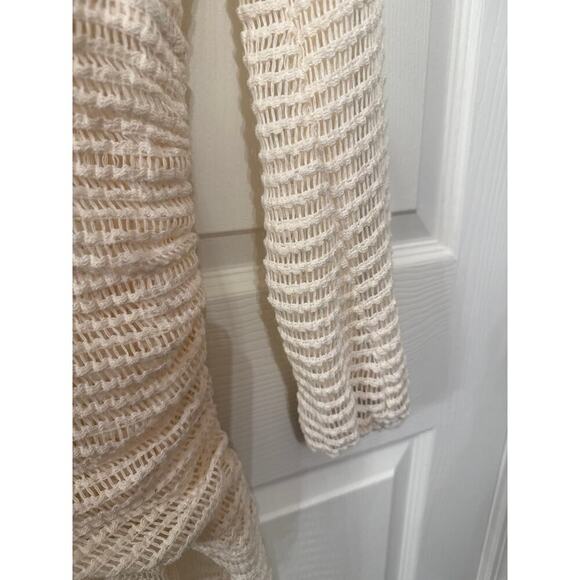 Fore Fly Me Out Cream Plunging Neckline Crochet Maxi Dress, S - Picture 8 of 10